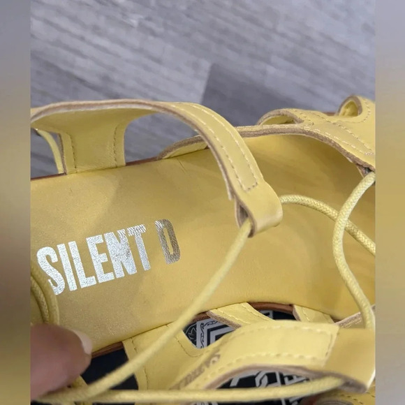 NWT Anthropologie Silent D Gladiator Satelli Tie Up Sandals Leather Upper Yellow - Picture 4 of 7